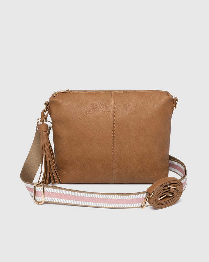 Daisy Stripe Crossbody Bag - Camel