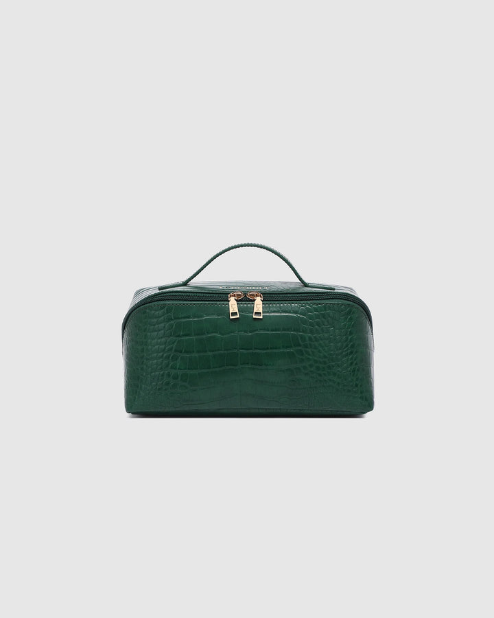 Mary Cosmetic Bag - Forest Green Croc