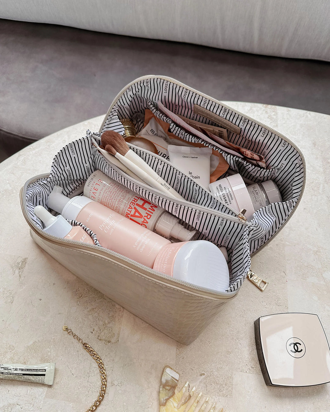 Mary Cosmetic Bag - Putty Croc