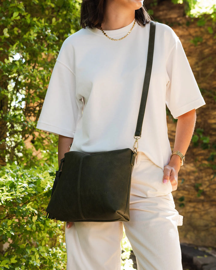 Daisy Stripe Crossbody Bag - Khaki