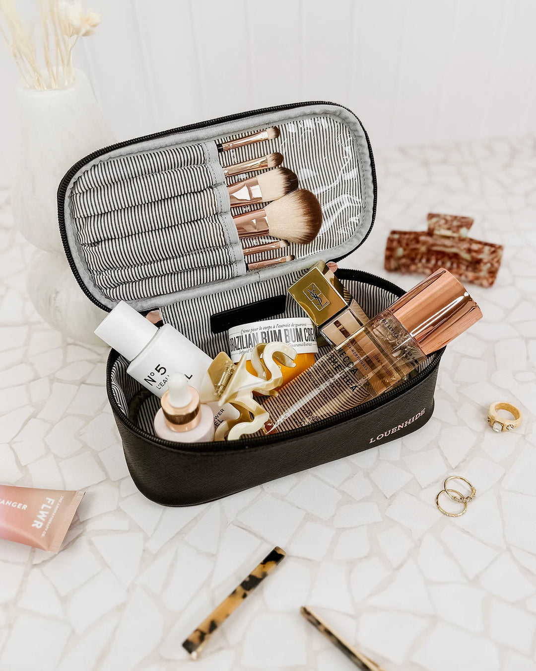 Fifi Cosmetic Case With Brushes - Black