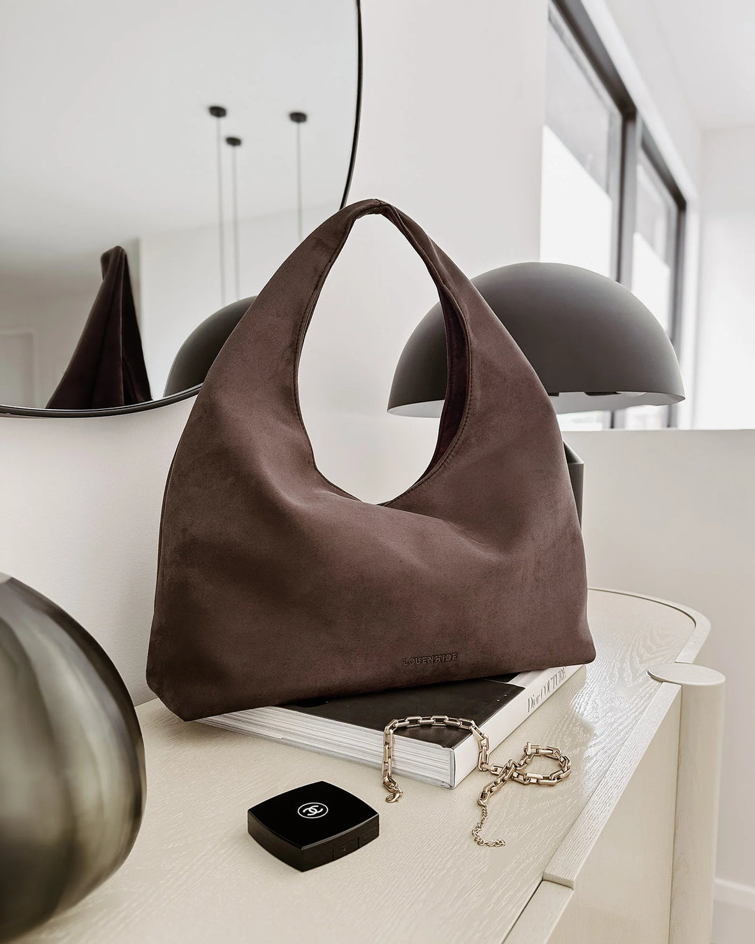 Monaco Shoulder Bag - Suede Chocolate