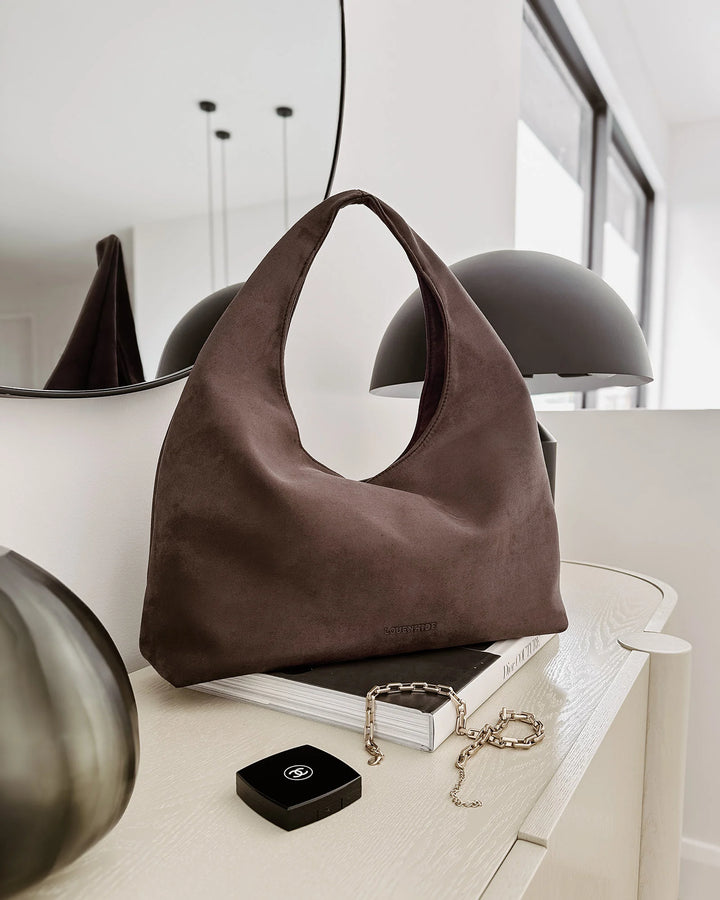 Monaco Shoulder Bag - Suede Chocolate