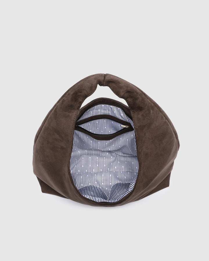 Monaco Shoulder Bag - Suede Chocolate