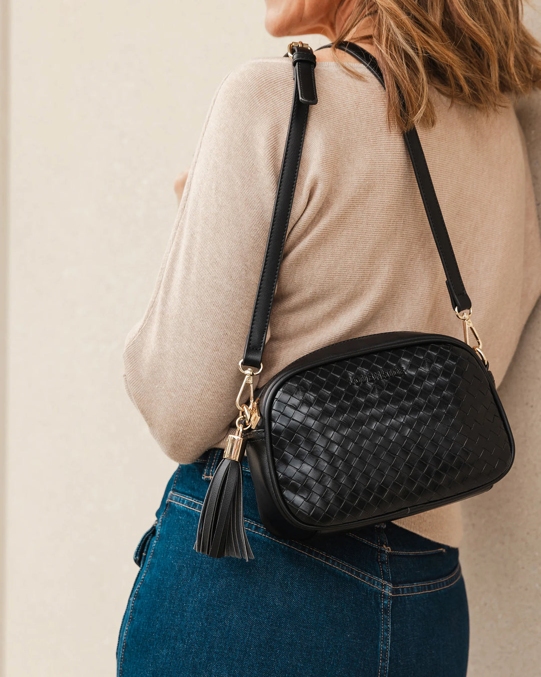 Jacinta Woven Crossbody - Black
