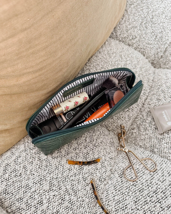 Jayne Makeup Bag - Forest Croc