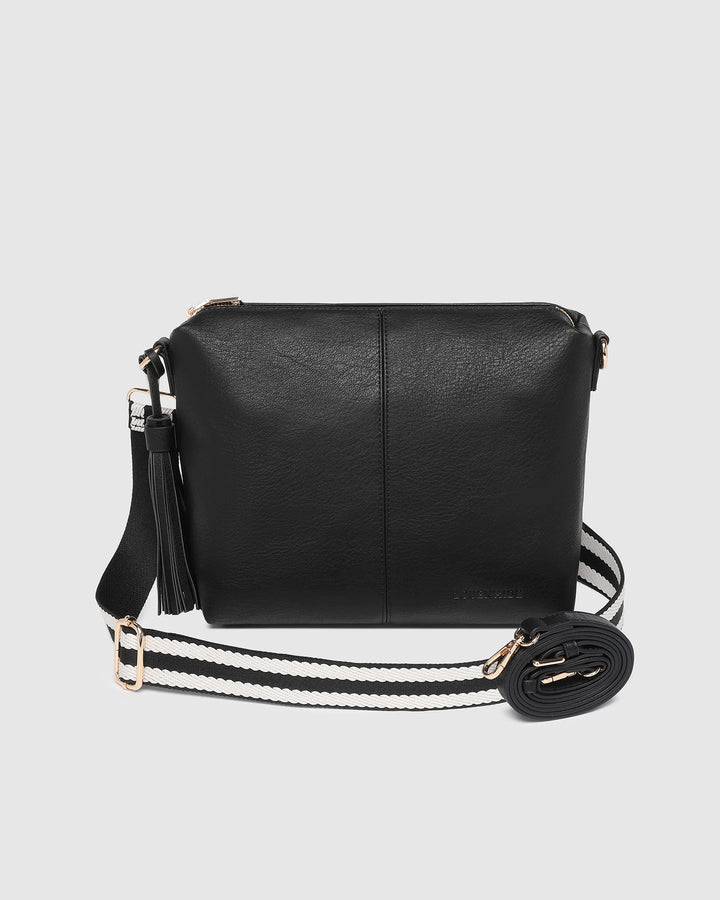 Daisy Stripe Crossbody Bag - Black