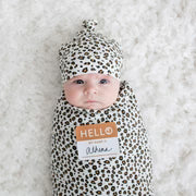 Leopard Baby Swaddle + Hat Set