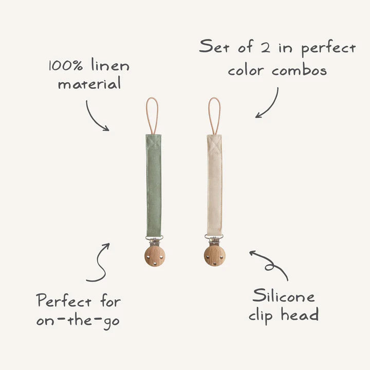Linen Pacifier Clip 2 pack