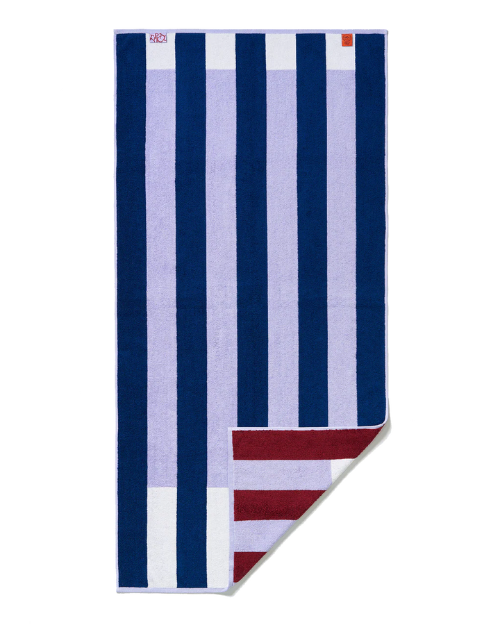 Typical Towel Offset Stripe Bath Towel - Studio Navy, Lilac, White