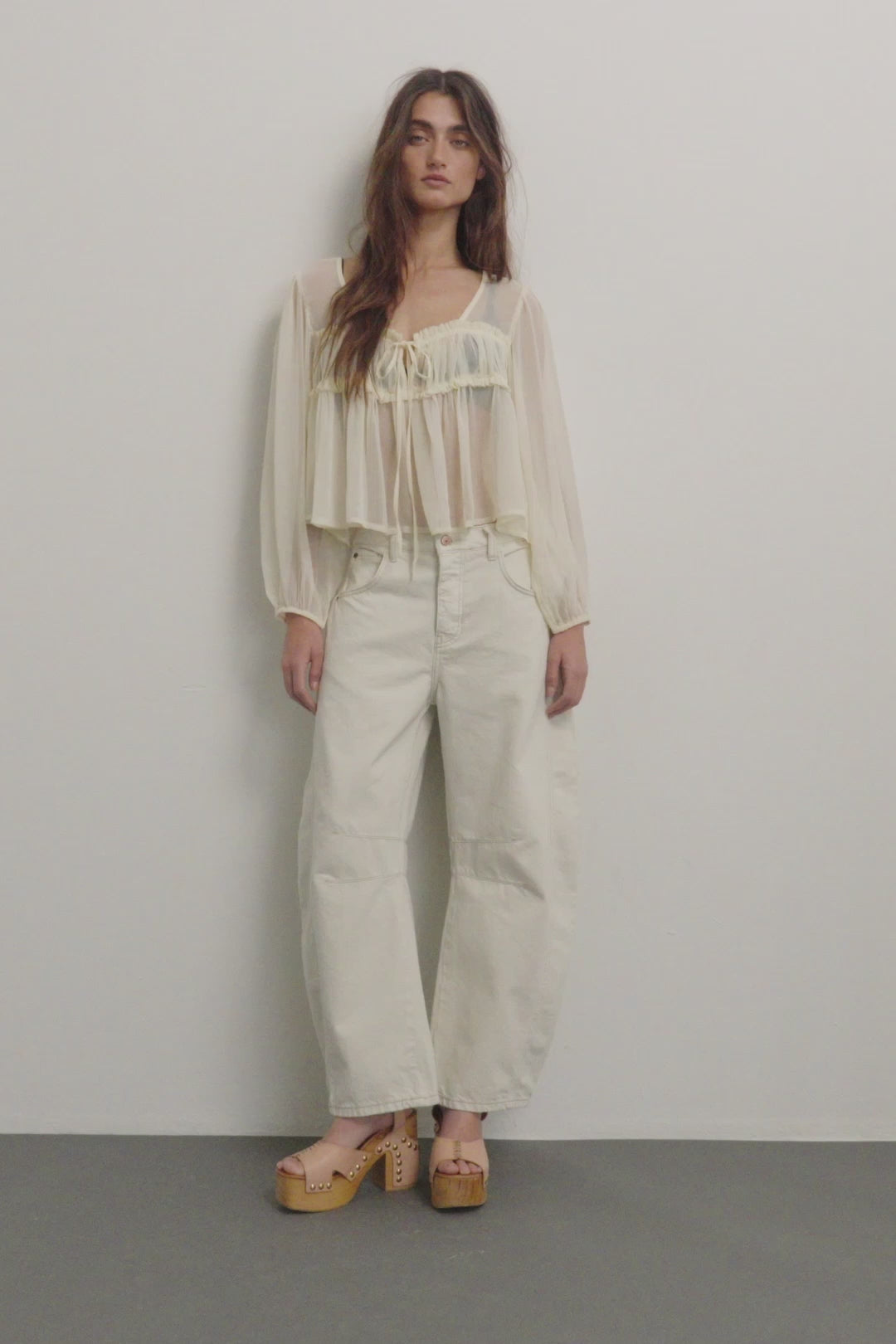 We The Free Good Luck Mid-Rise Barrel Jeans - Milk