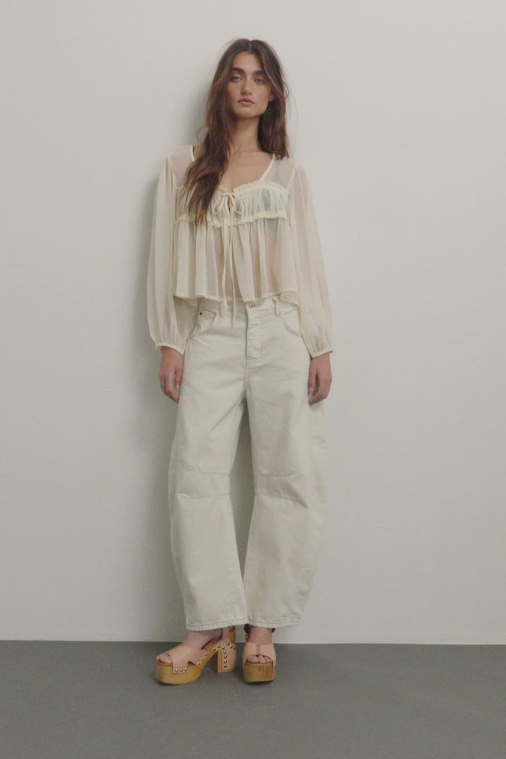 We The Free Good Luck Mid-Rise Barrel Jeans - Milk