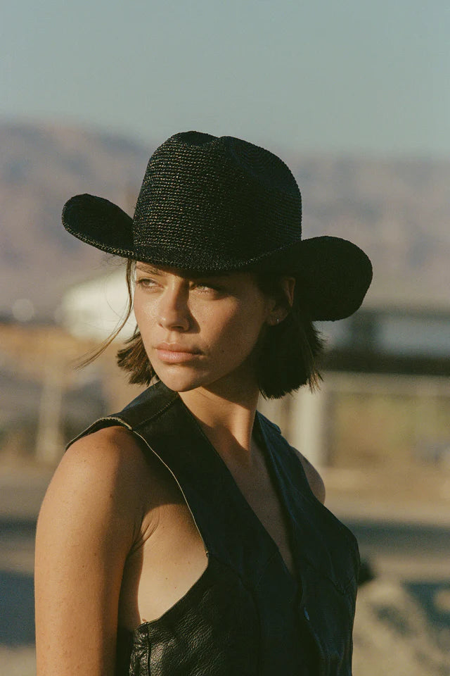 Raffia Cowboy Hat- Noir