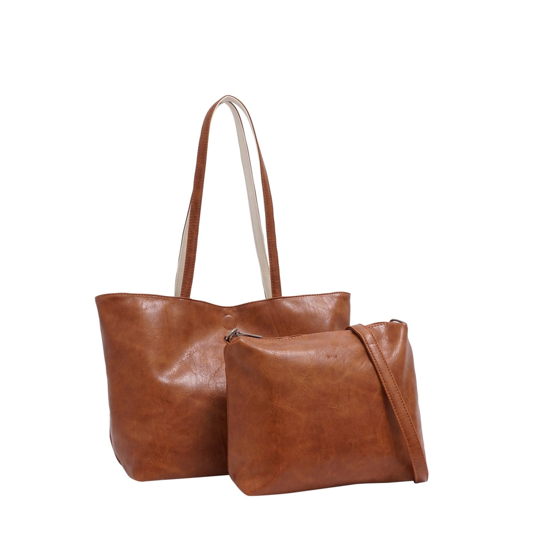 Brooke Reversible Tote - Black / Light Khaki