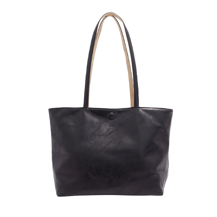 Brooke Reversible Tote - Black / Light Khaki