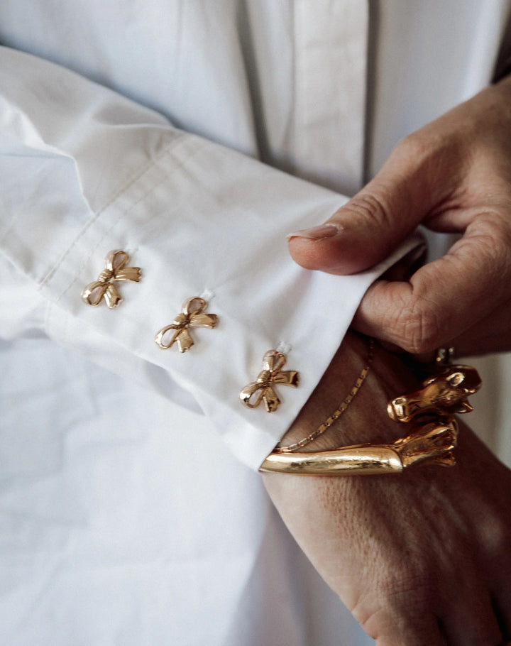 Poplin Bow Button Up Shirt