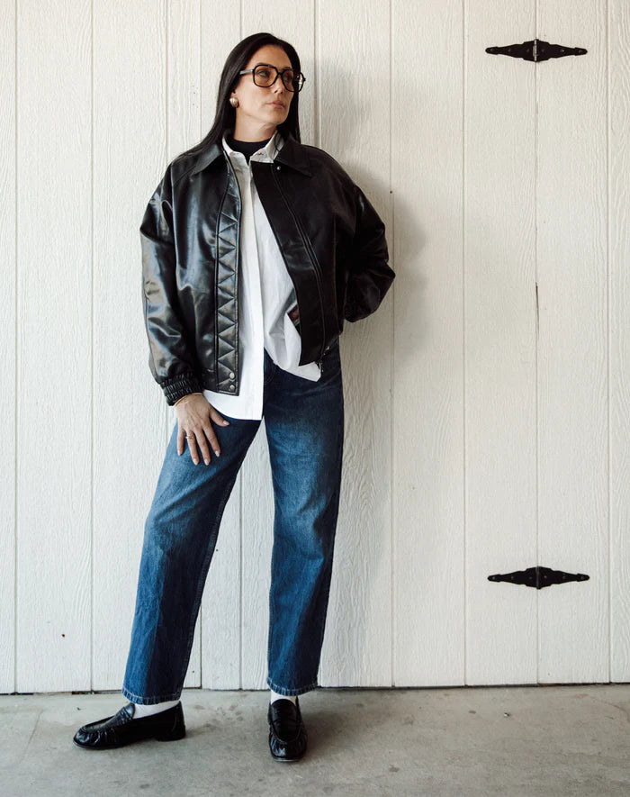 Oversized Vegan Leather Bomber