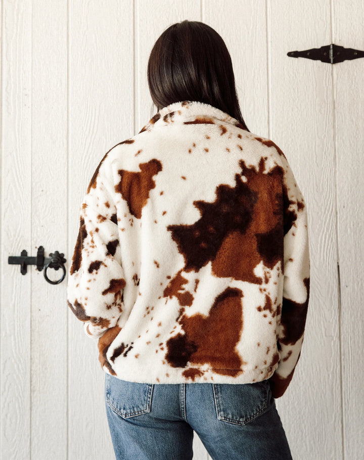 Cow Print Half Zip