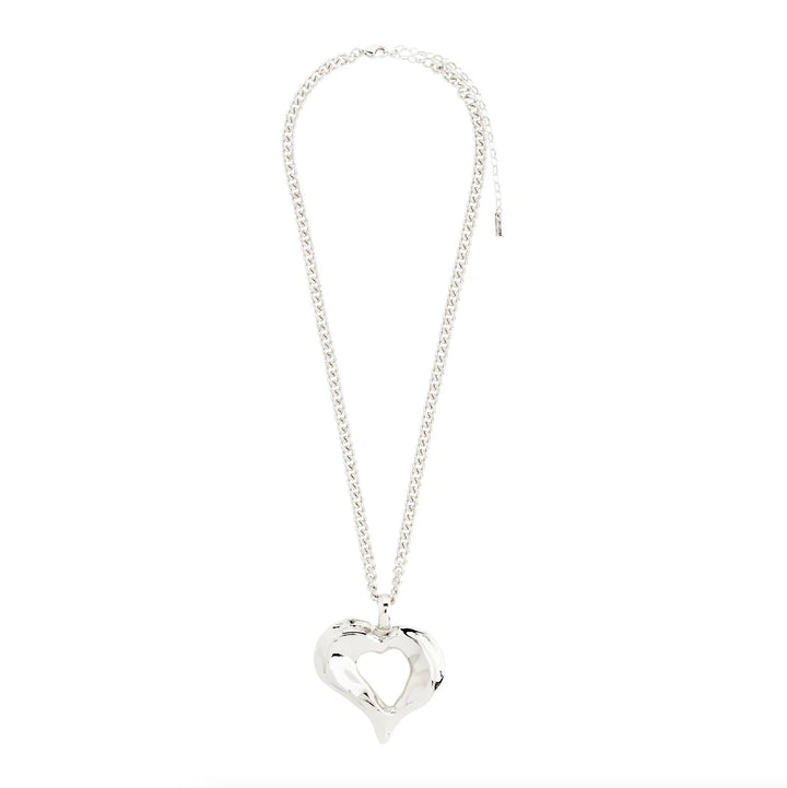 Tide Recycled Chunky Heart Pendant Necklace - Silver