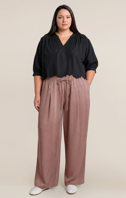 Oversized Pull-on Pant- Dusty Rose +