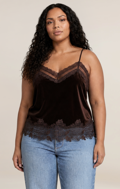 Velvet Lace Cami- Chocolate +