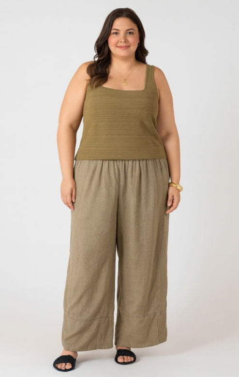 Olive Drift Linen Pant +
