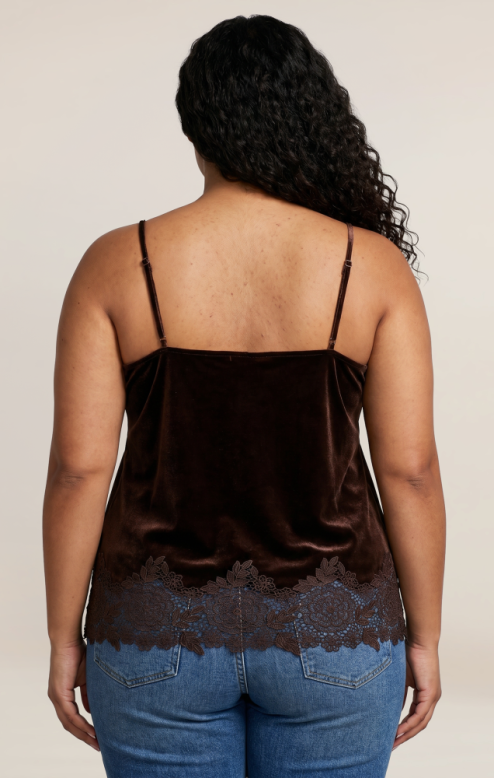 Velvet Lace Cami- Chocolate +