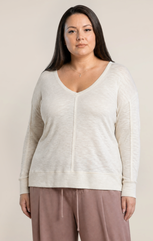V-Neck Knit Top- Shell +