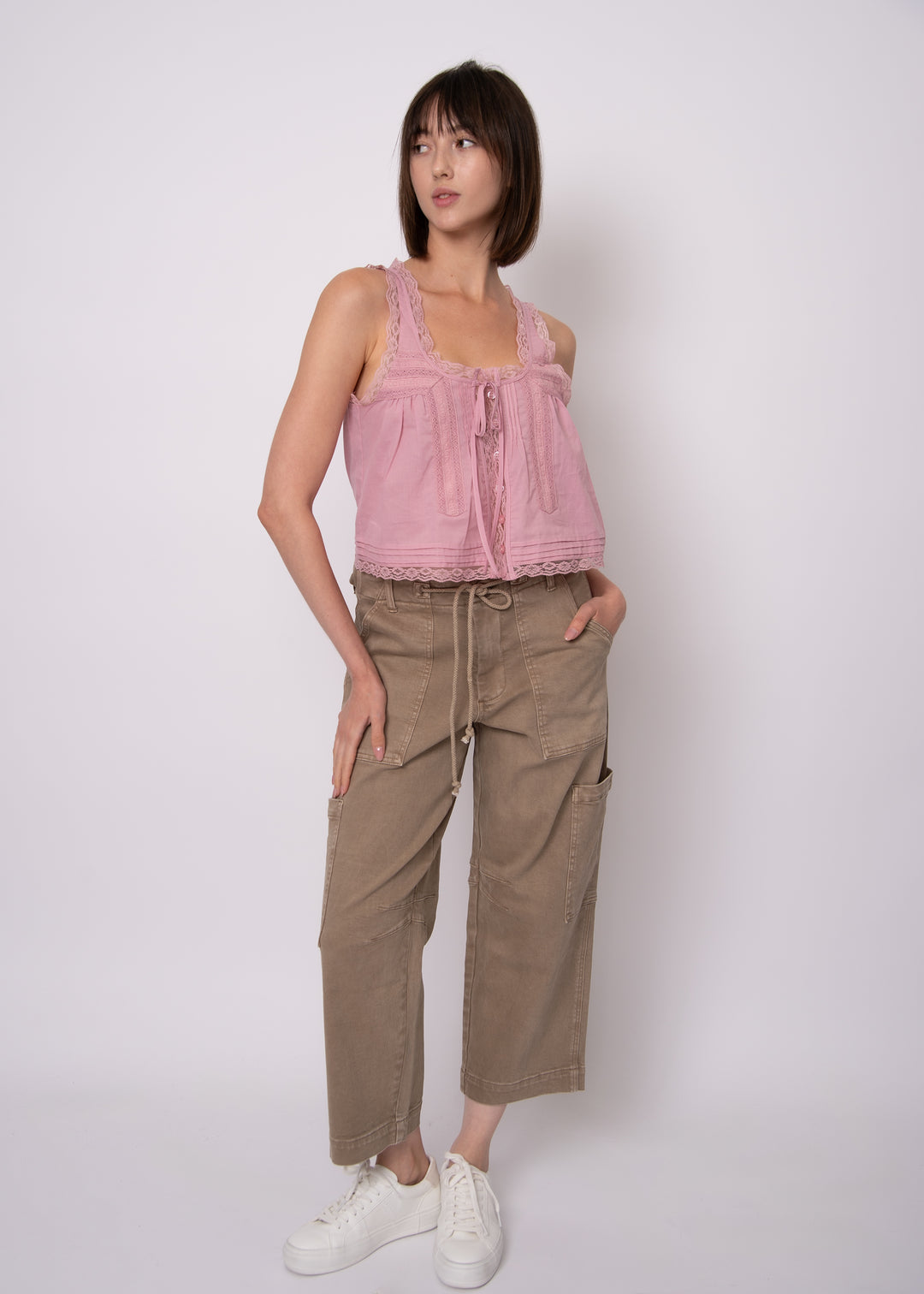 Sweet Honey Button Up Tank - Petal Pink