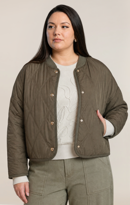 Quilted Jacket- Khaki Green +