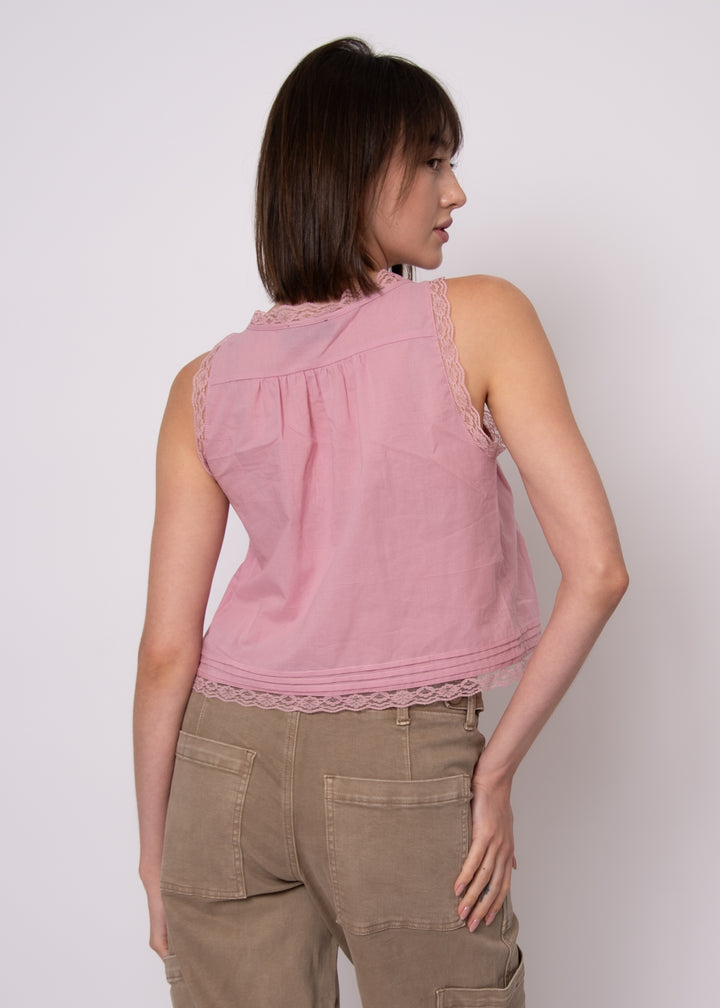 Sweet Honey Button Up Tank - Petal Pink