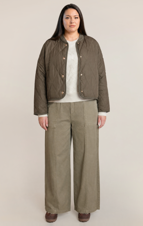 Quilted Jacket- Khaki Green +