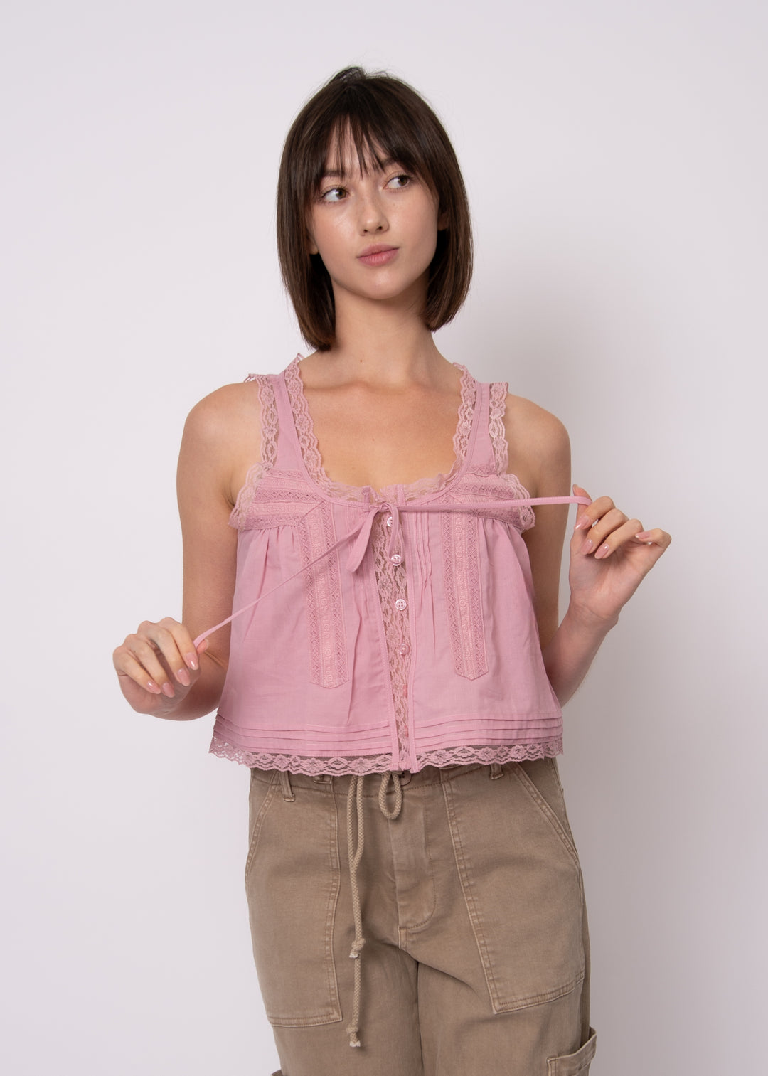 Sweet Honey Button Up Tank - Petal Pink