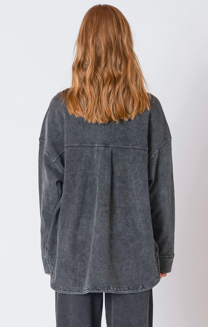 On The Fly Button Up Jacket - Washed Black +