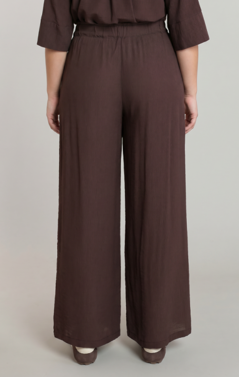 Flowy Wide-Leg Pants- Dark Chocolate +