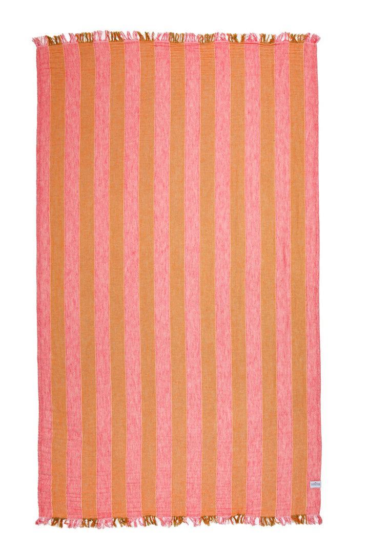 THE BANKS | Stripe Gauze Muslin Turkish Towel - Pink Multi