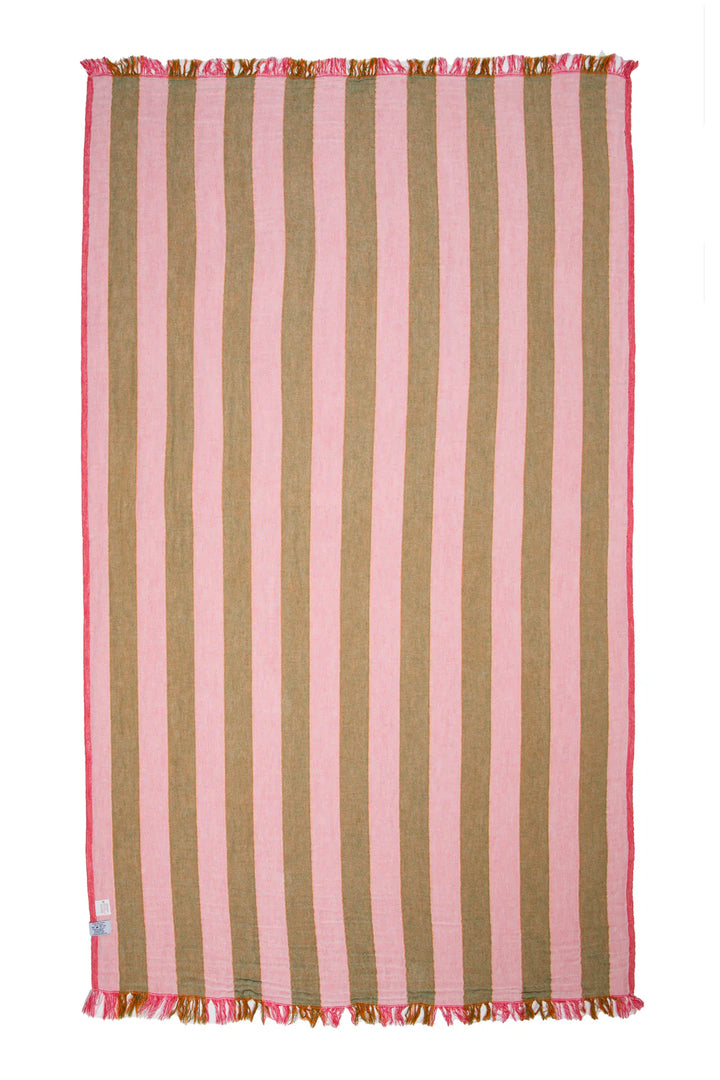 THE BANKS | Stripe Gauze Muslin Turkish Towel - Pink Multi