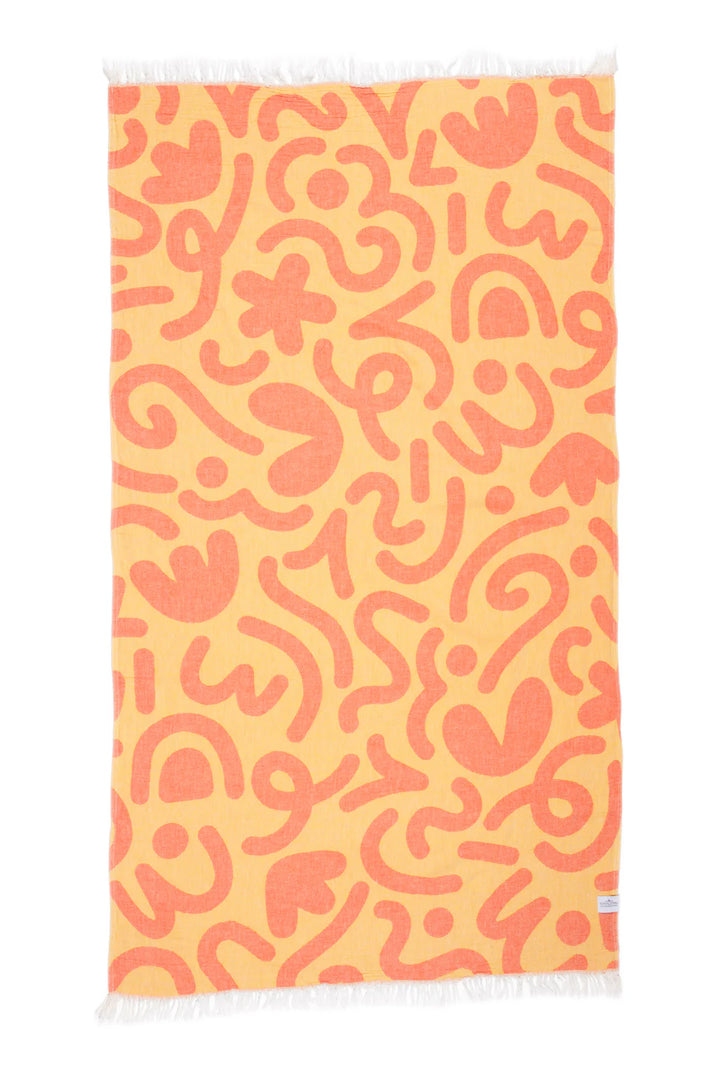 THE DREW DOODLE | Turkish Towel -Lemon/Red