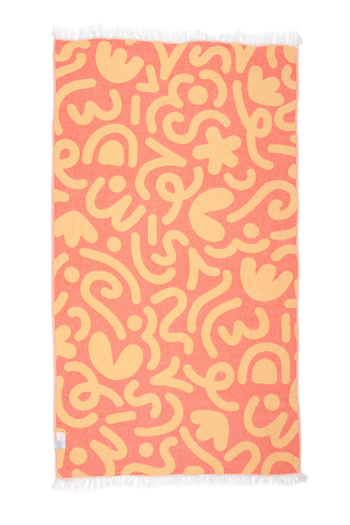 THE DREW DOODLE | Turkish Towel -Lemon/Red