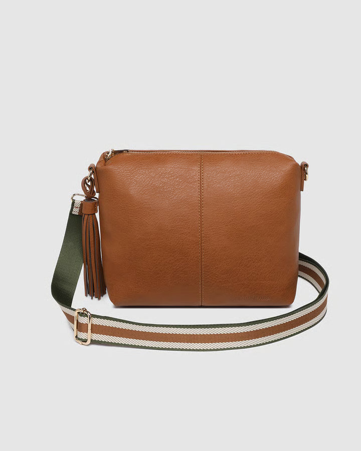 Daisy Stripe Crossbody- Tan