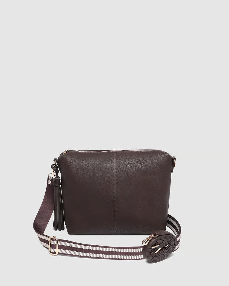 Daisy Stripe Crossbody- Chocolate