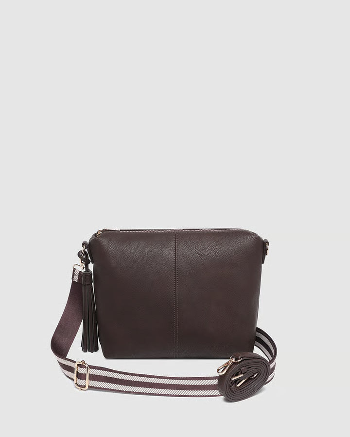 Daisy Stripe Crossbody- Chocolate