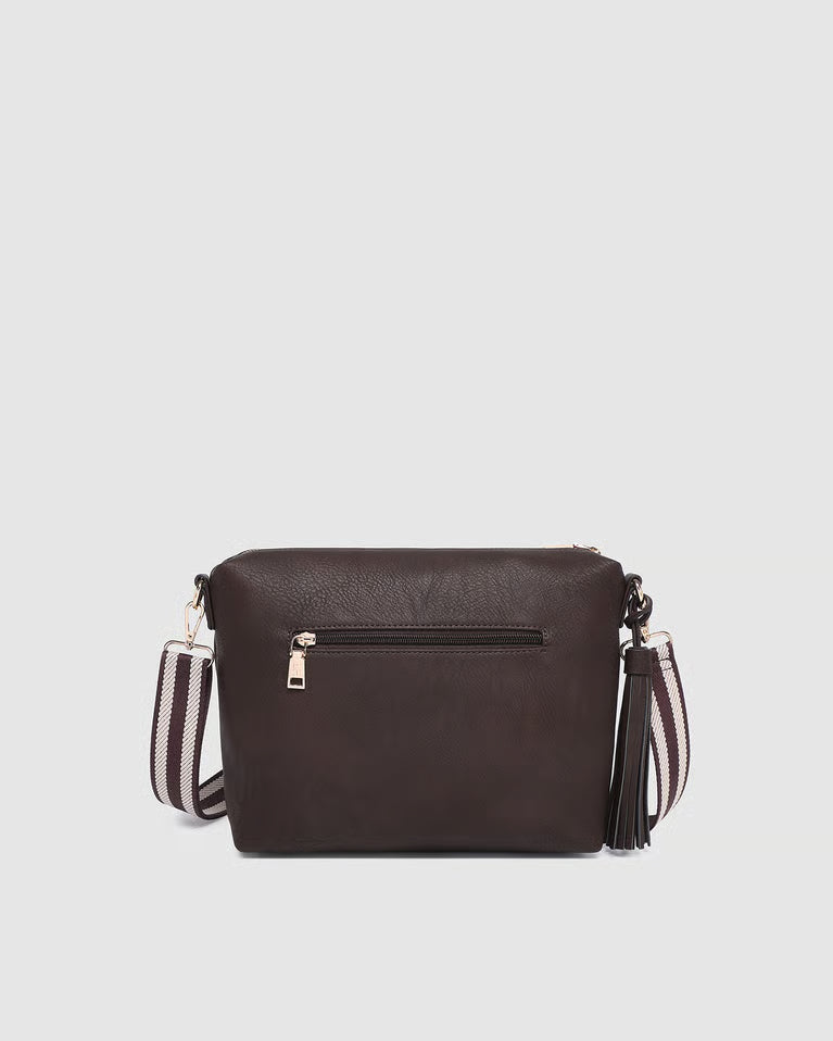 Daisy Stripe Crossbody- Chocolate