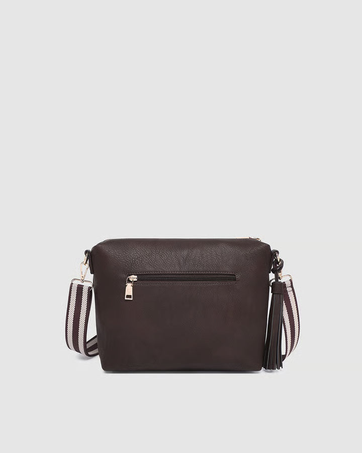Daisy Stripe Crossbody- Chocolate
