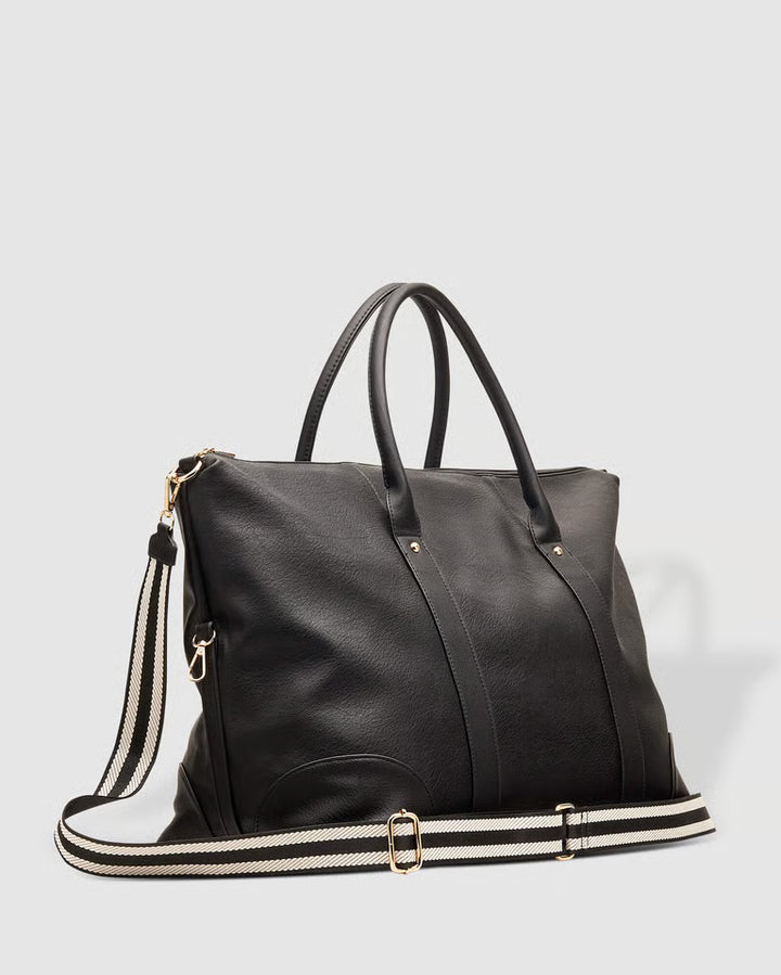 Alexis Stripe Weekender Travel Bag- Black