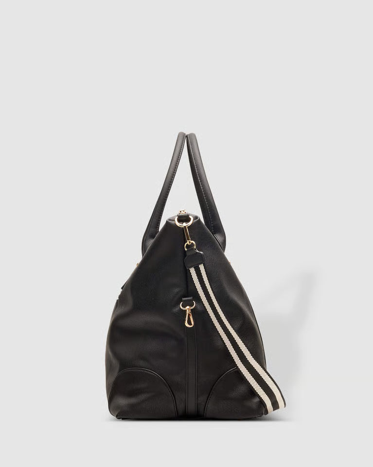 Alexis Stripe Weekender Travel Bag- Black