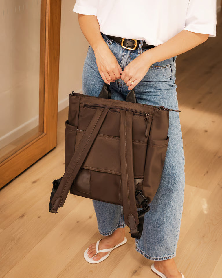 Bronx Nylon Backpack- Chocolate