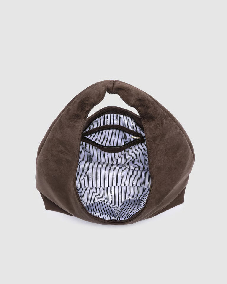 Monaco Shoulder Bag- Suede Chocolate