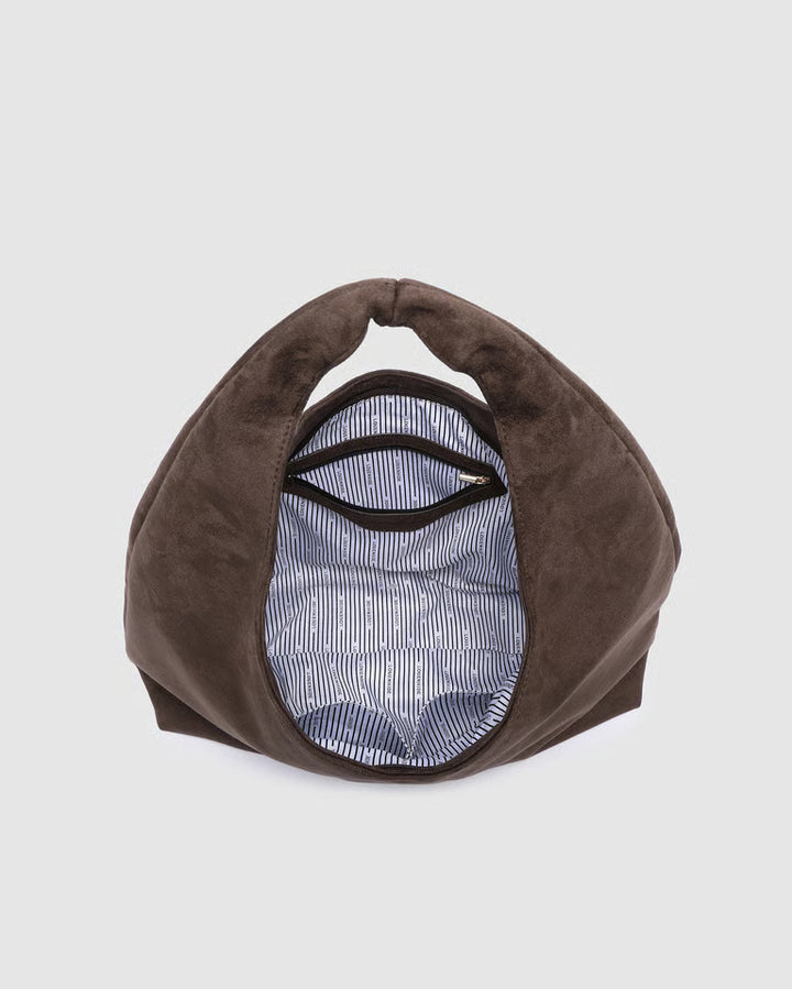 Monaco Shoulder Bag- Suede Chocolate